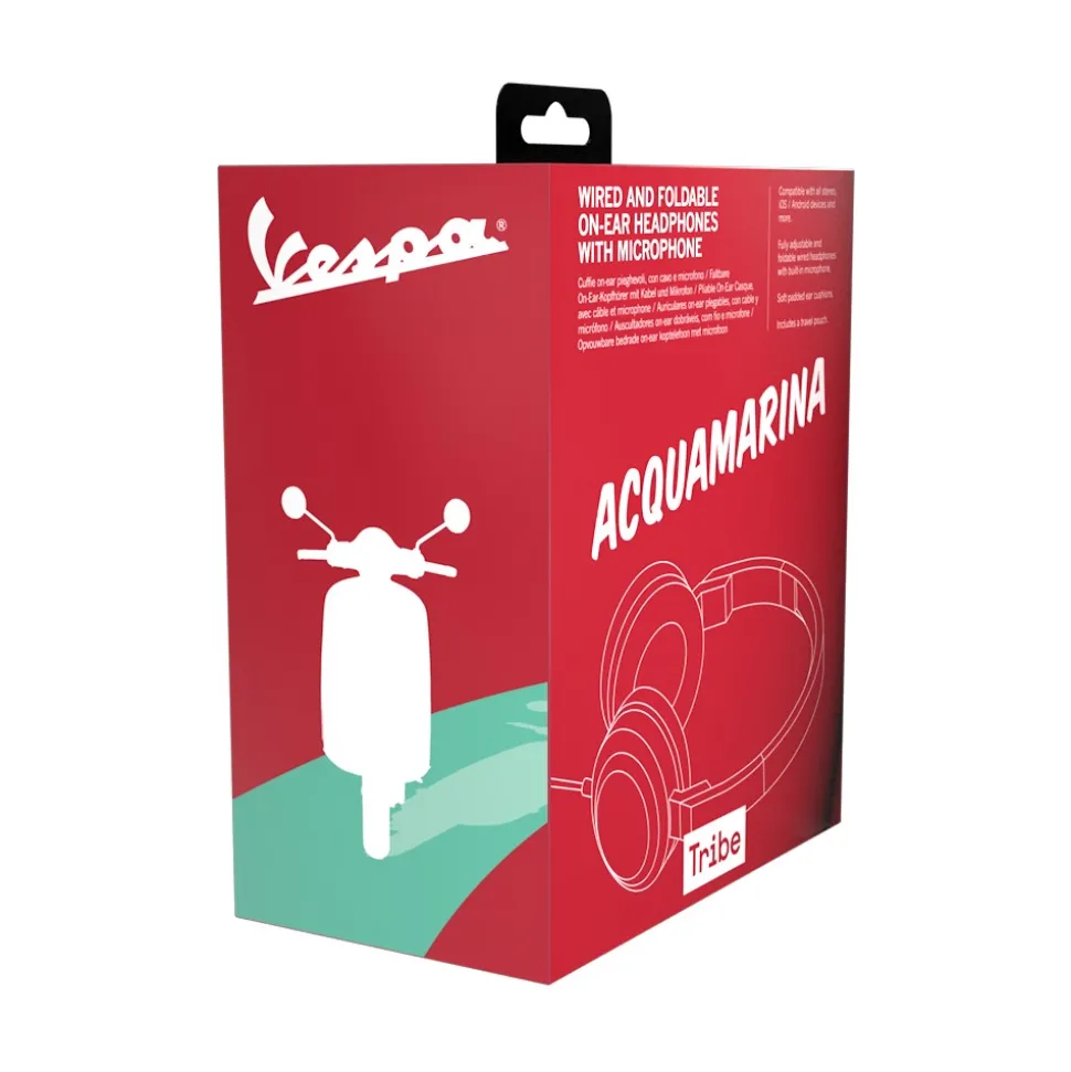 Tribe - Vespa Aquamarine - Vespa Special - Headphones with Foldable Microphone - 3.5 mm Jack - Smartphone, PC, PS4 and Xbox - Avvenice