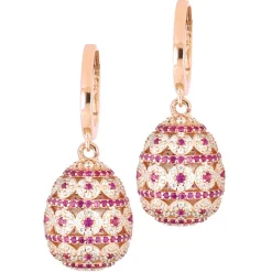 Tsars Collection - Alexandra Pavè Horizontal Fuchsia Earrings - Handmade in Swiss - Luxury Exclusive Collection - Avvenice