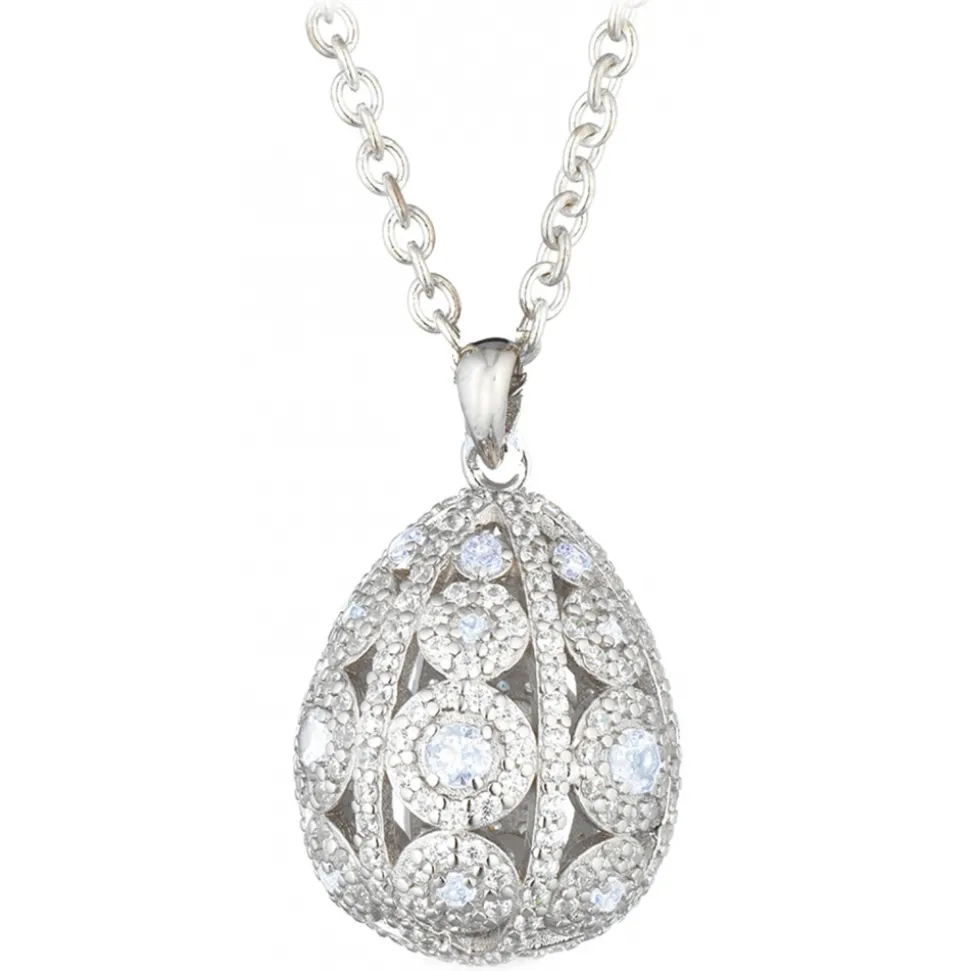 Tsars Collection - Alexandra Pavè Vertical White Necklace - Handmade in Swiss - Luxury Exclusive Collection - Avvenice