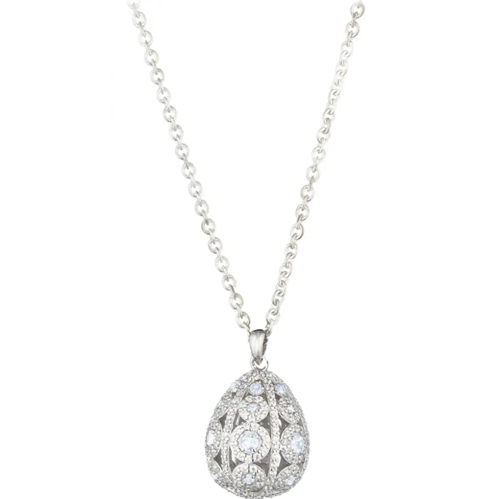 Tsars Collection - Alexandra Pavè Vertical White Necklace - Handmade in Swiss - Luxury Exclusive Collection - Avvenice