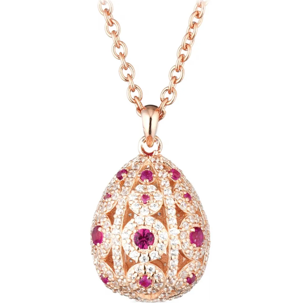 Tsars Collection - Alexandra Pavè Vertical Fuchsia Necklace - Handmade in Swiss - Luxury Exclusive Collection - Avvenice