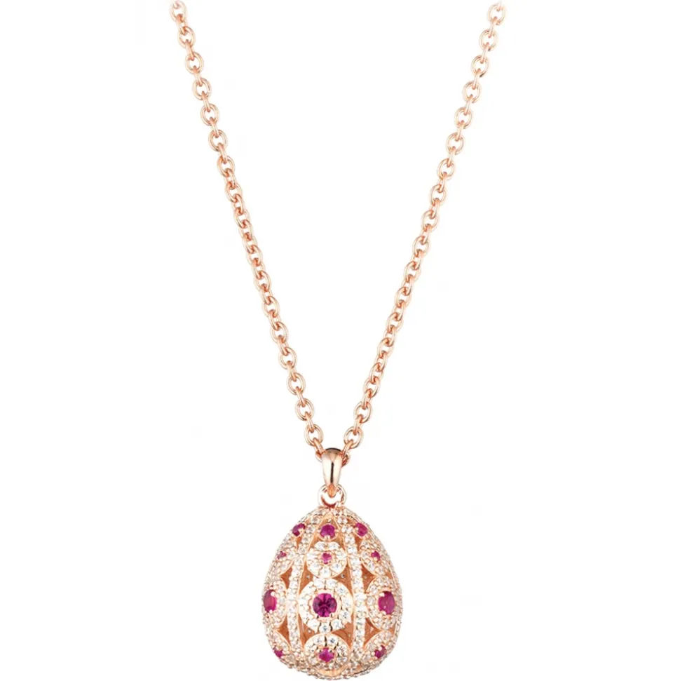 Tsars Collection - Alexandra Pavè Vertical Fuchsia Necklace - Handmade in Swiss - Luxury Exclusive Collection - Avvenice