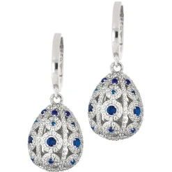 Tsars Collection - Alexandra Blue Vertical Pavè Earrings - Handmade in Swiss - Luxury Exclusive Collection - Avvenice