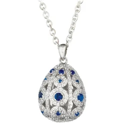 Tsars Collection - Alexandra Pavè Vertical Blue Necklace - Handmade in Swiss - Luxury Exclusive Collection - Avvenice