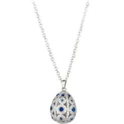 Tsars Collection - Alexandra Pavè Vertical Blue Necklace - Handmade in Swiss - Luxury Exclusive Collection - Avvenice