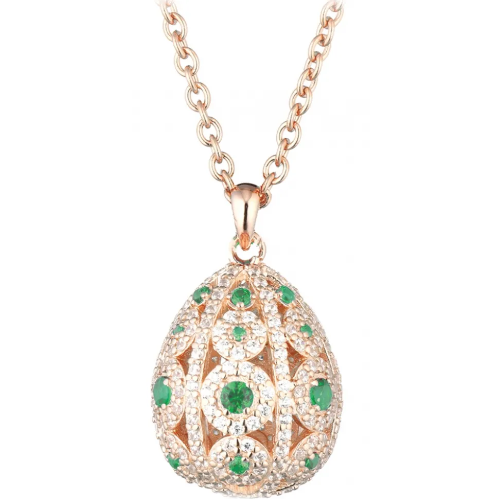 Tsars Collection - Alexandra Pavè Vertical Green Necklace - Handmade in Swiss - Luxury Exclusive Collection - Avvenice