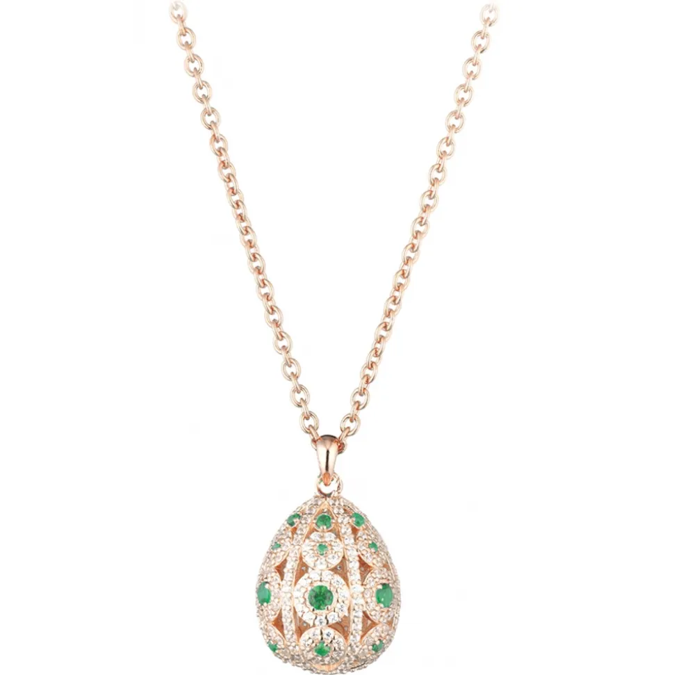 Tsars Collection - Alexandra Pavè Vertical Green Necklace - Handmade in Swiss - Luxury Exclusive Collection - Avvenice