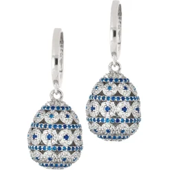 Tsars Collection - Alexandra Pavè Horizontal Blue Earrings - Handmade in Swiss - Luxury Exclusive Collection - Avvenice