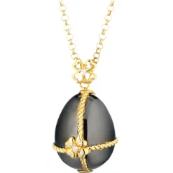 Tsars Collection - Black Four-Leaf Clover Gold Necklace - Handmade in Swiss - Luxury Exclusive Collection - Avvenice