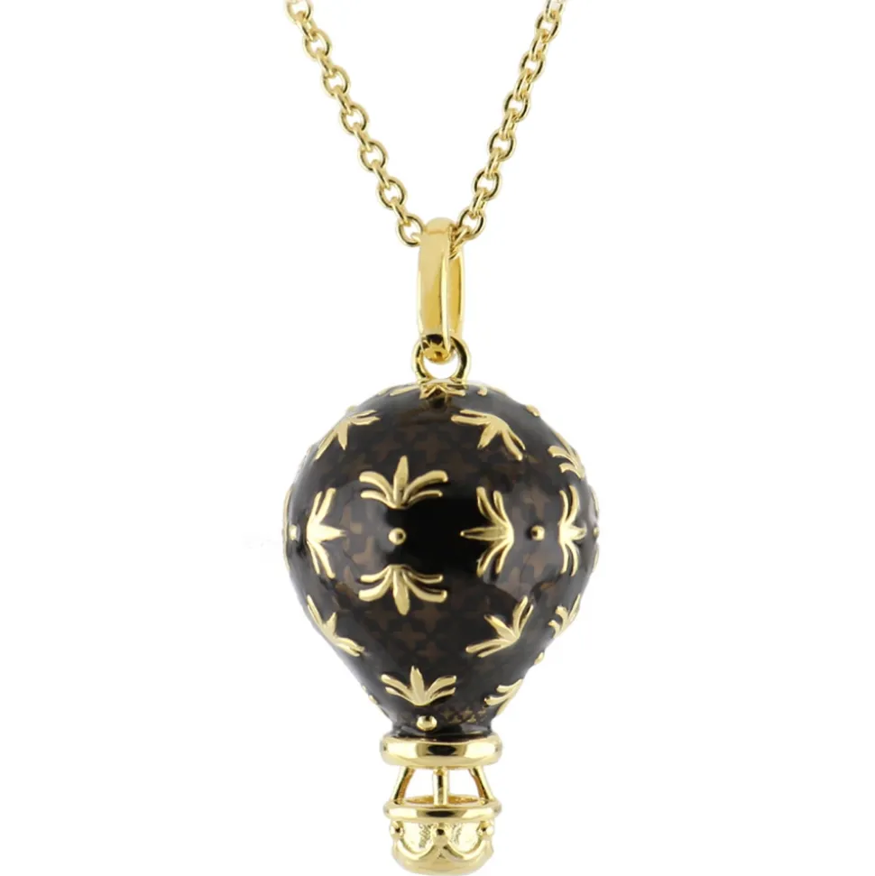 Tsars Collection - Black Hot Air Balloon Necklace with Zircons - Handmade in Swiss - Luxury Exclusive Collection - Avvenice