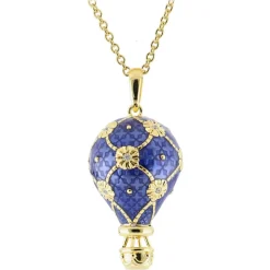 Tsars Collection - Blue Hot Air Balloon Necklace with Zircons - Handmade in Swiss - Luxury Exclusive Collection - Avvenice