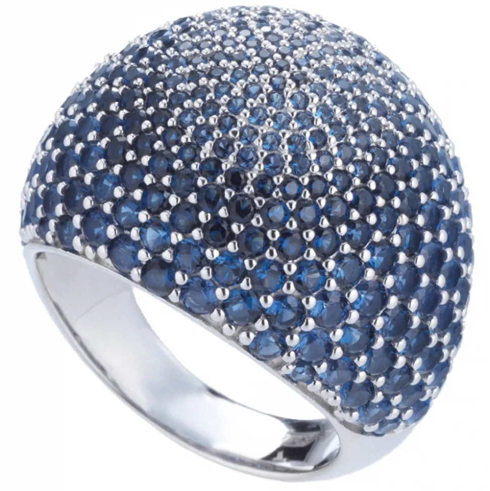Tsars Collection - Blue Pavé Silver Ring - Handmade in Swiss - Luxury Exclusive Collection - Avvenice