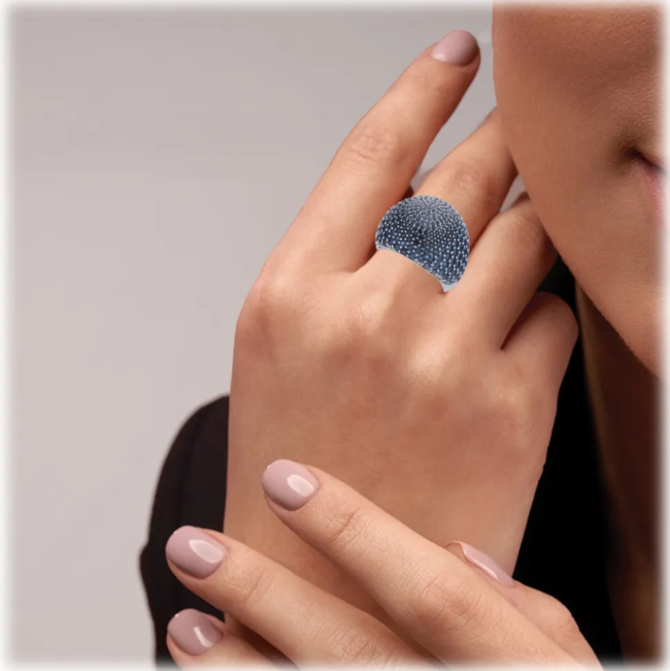 Tsars Collection - Blue Pavé Silver Ring - Handmade in Swiss - Luxury Exclusive Collection - Avvenice