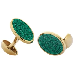 Tsars Collection - Cufflinks in Silver 02 Green - Handmade in Swiss - Luxury Exclusive Collection - Avvenice