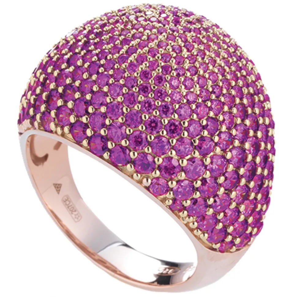 Tsars Collection - Fuchsia Pavé Silver Ring - Handmade in Swiss - Luxury Exclusive Collection - Avvenice