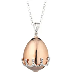 Tsars Collection - Gold Necklace with Pink Crown - Handmade in Swiss - Luxury Exclusive Collection - Avvenice