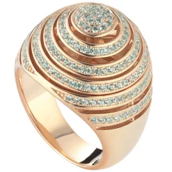 Tsars Collection - Green Spiral Silver Ring - Handmade in Swiss - Luxury Exclusive Collection - Avvenice