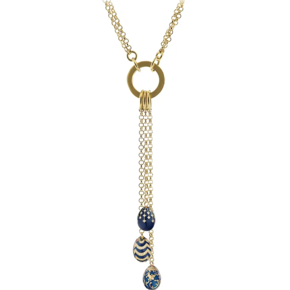 Tsars Collection - Necklace with 3 Blue Eggs - Handmade in Swiss - Luxury Exclusive Collection - Avvenice