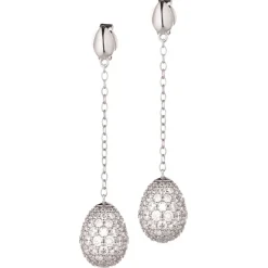 Tsars Collection - 9nine 02 White Silver Earrings - Handmade in Swiss - Luxury Exclusive Collection - Avvenice