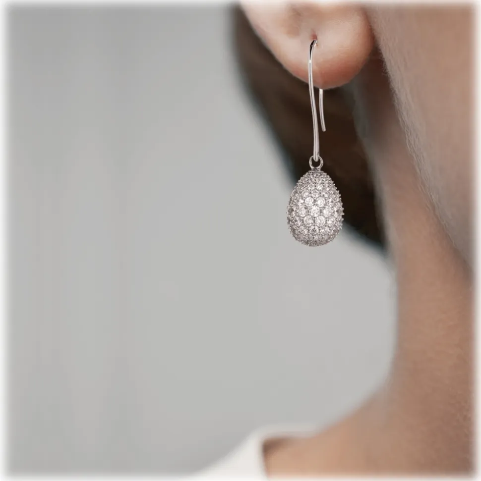 Tsars Collection - 9nine 01 White Silver Earrings - Handmade in Swiss - Luxury Exclusive Collection - Avvenice