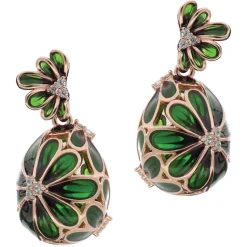 Tsars Collection - Tamara Green Silver Earrings - Handmade in Swiss - Luxury Exclusive Collection - Avvenice