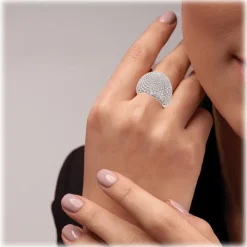 Tsars Collection - White Pavé Silver Ring - Handmade in Swiss - Luxury Exclusive Collection - Avvenice