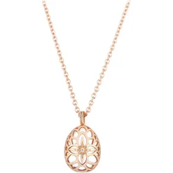 Tsars Collection - Windrose Necklace in Pink Silver and White Agate - Handmade in Swiss - Luxury Exclusive Collection - Avvenice