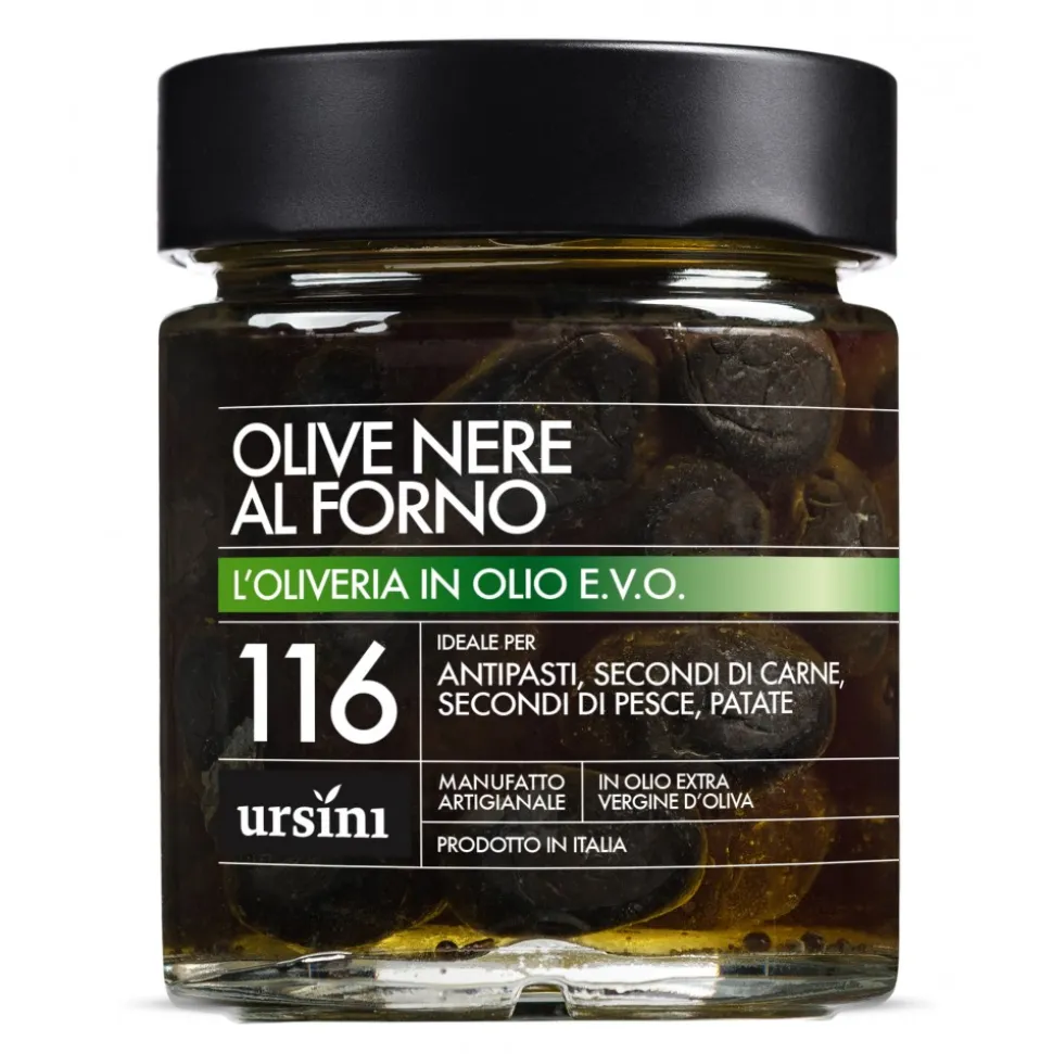 Ursini - Backed Black Olives - 116 - In Extra Virgin Oil - Olives - Organic Italian Extra Virgin Olive Oil - Avvenice