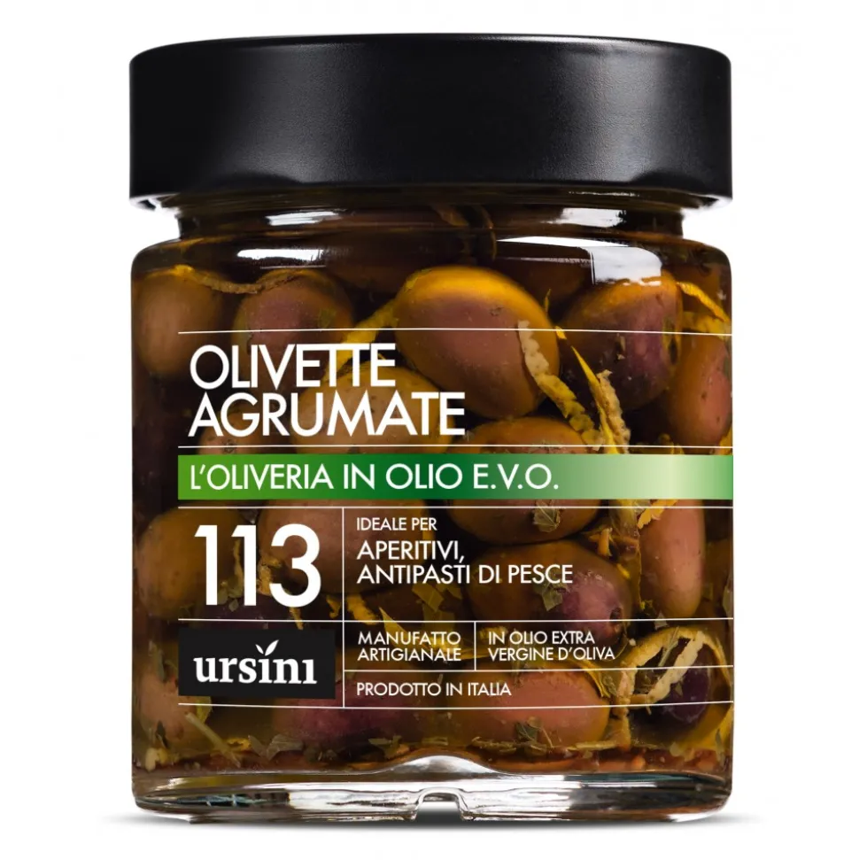 Ursini - Olives with Citrus - 113 - In Extra Virgin Oil - Olives - Organic Italian Extra Virgin Olive Oil - Avvenice