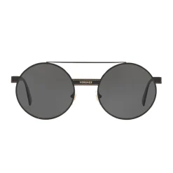 Versace - Logomania Round Sunglasses Versace - Grey - Sunglasses - Versace Eyewear - Avvenice