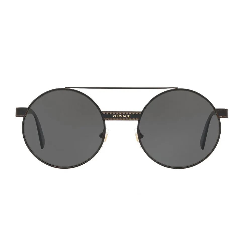 Versace - Logomania Round Sunglasses Versace - Grey - Sunglasses - Versace Eyewear - Avvenice