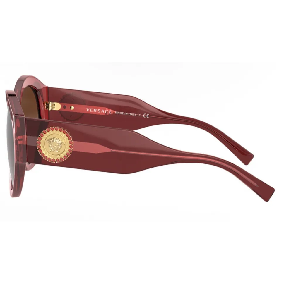 Versace - Sunglasses Round Medusa Crystal - Burgundy - Sunglasses - Versace Eyewear - Avvenice