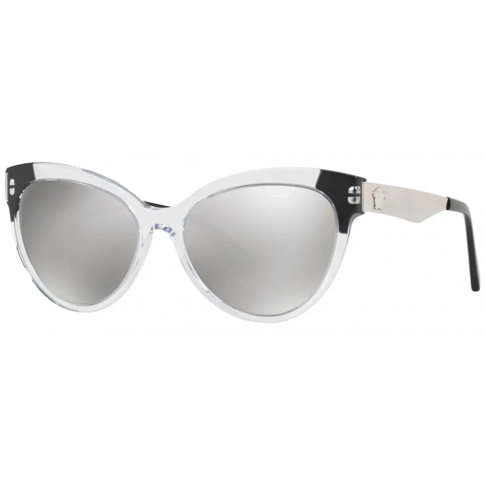 Versace - Sunglasses Versace Contrast Cat Eye Cristalli - Silver - Sunglasses - Versace Eyewear - Avvenice