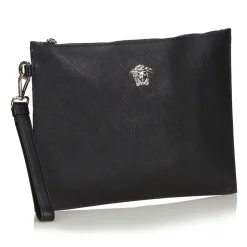 Versace Vintage - Medusa Clutch Bag - Black - Leather Handbag - Luxury High Quality - Avvenice