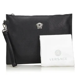 Versace Vintage - Medusa Clutch Bag - Black - Leather Handbag - Luxury High Quality - Avvenice