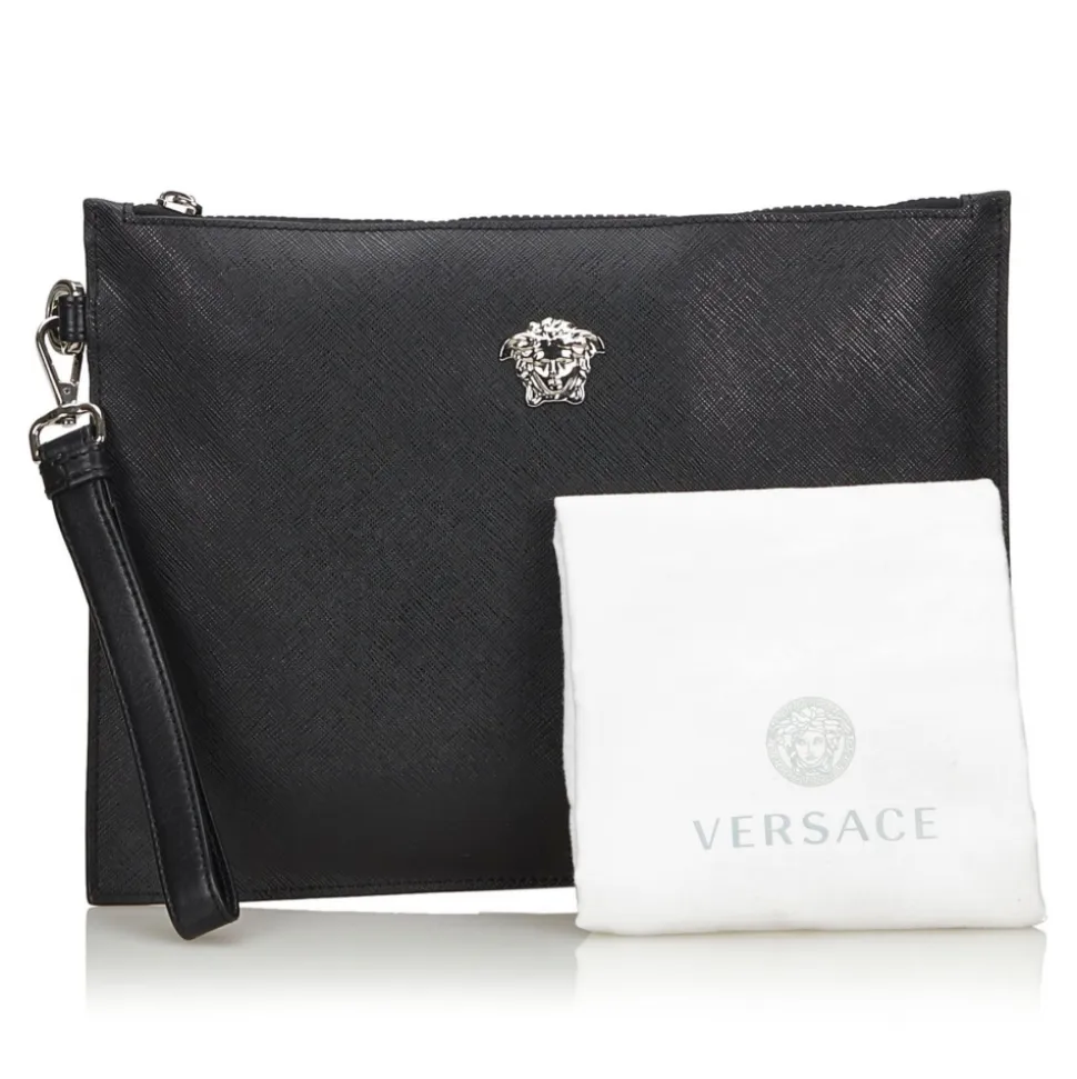 Versace Vintage - Medusa Clutch Bag - Black - Leather Handbag - Luxury High Quality - Avvenice