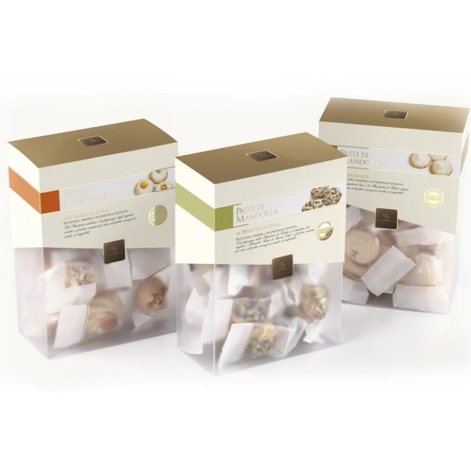 Vincente Delicacies - Almond Cookies with Sicilian Pistachios - Fine Pastry with Almonds in Crystal Box - Avvenice