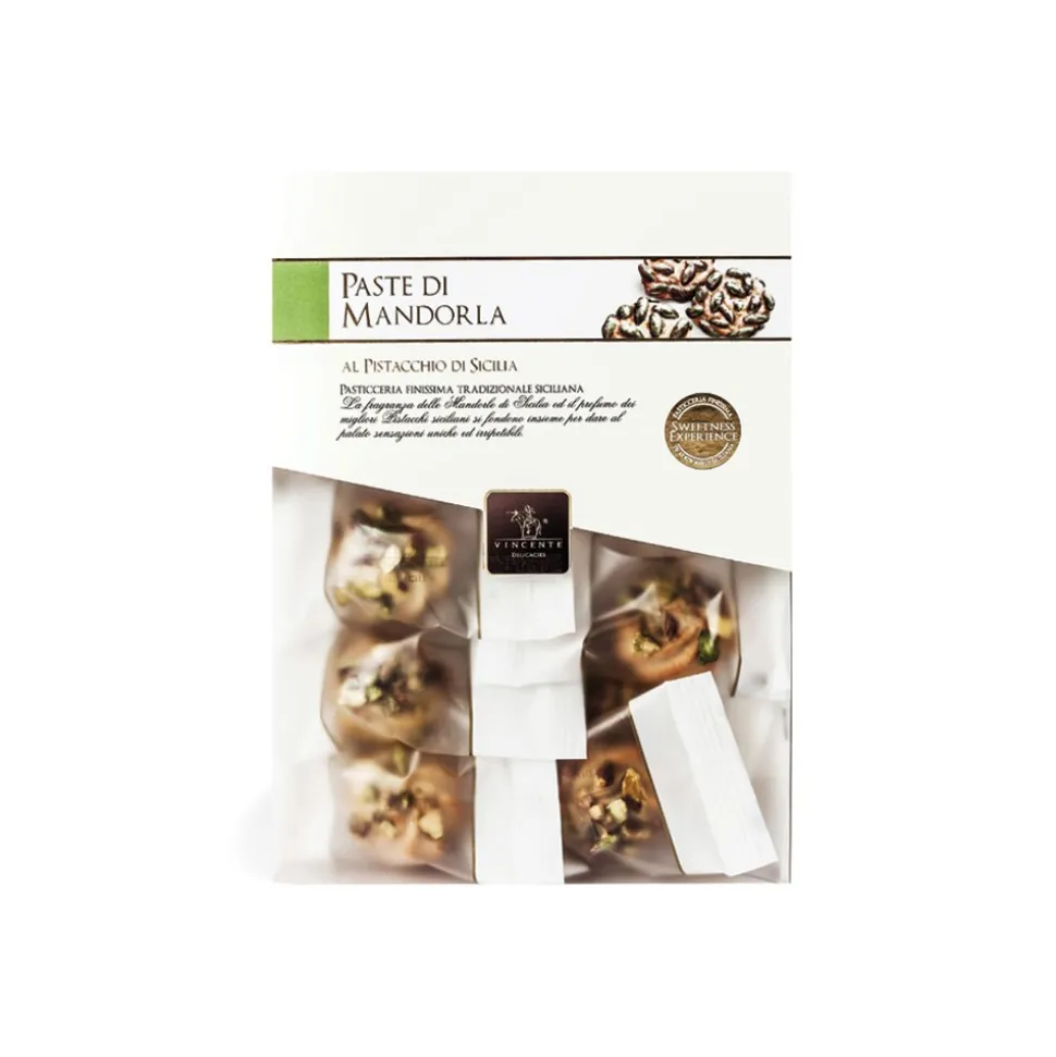 Vincente Delicacies - Almond Cookies with Sicilian Pistachios - Fine Pastry with Almonds in Crystal Box - Avvenice