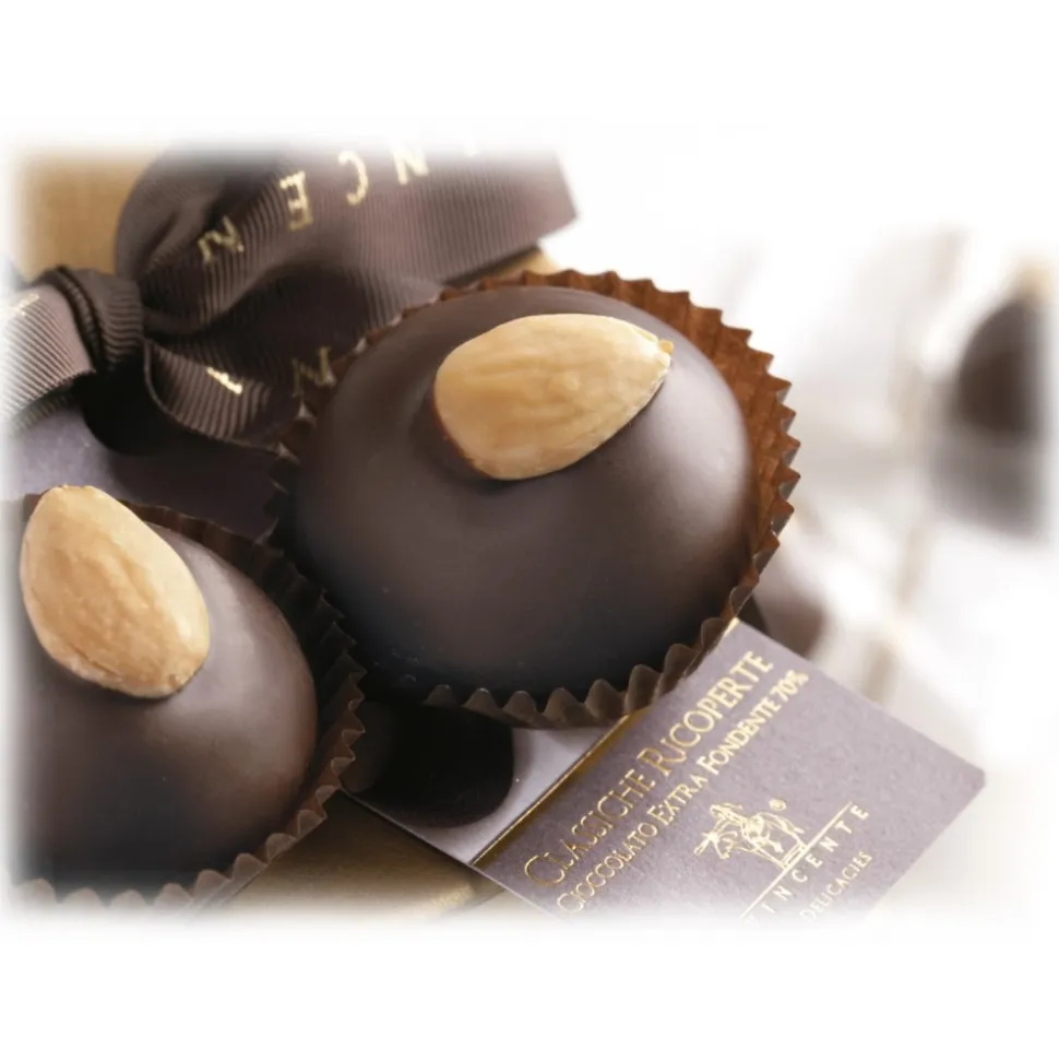 Vincente Delicacies - Classic Almond Cookies Covered With 70% Extra-Dark Chocolate - Cylindrical Box - Avvenice