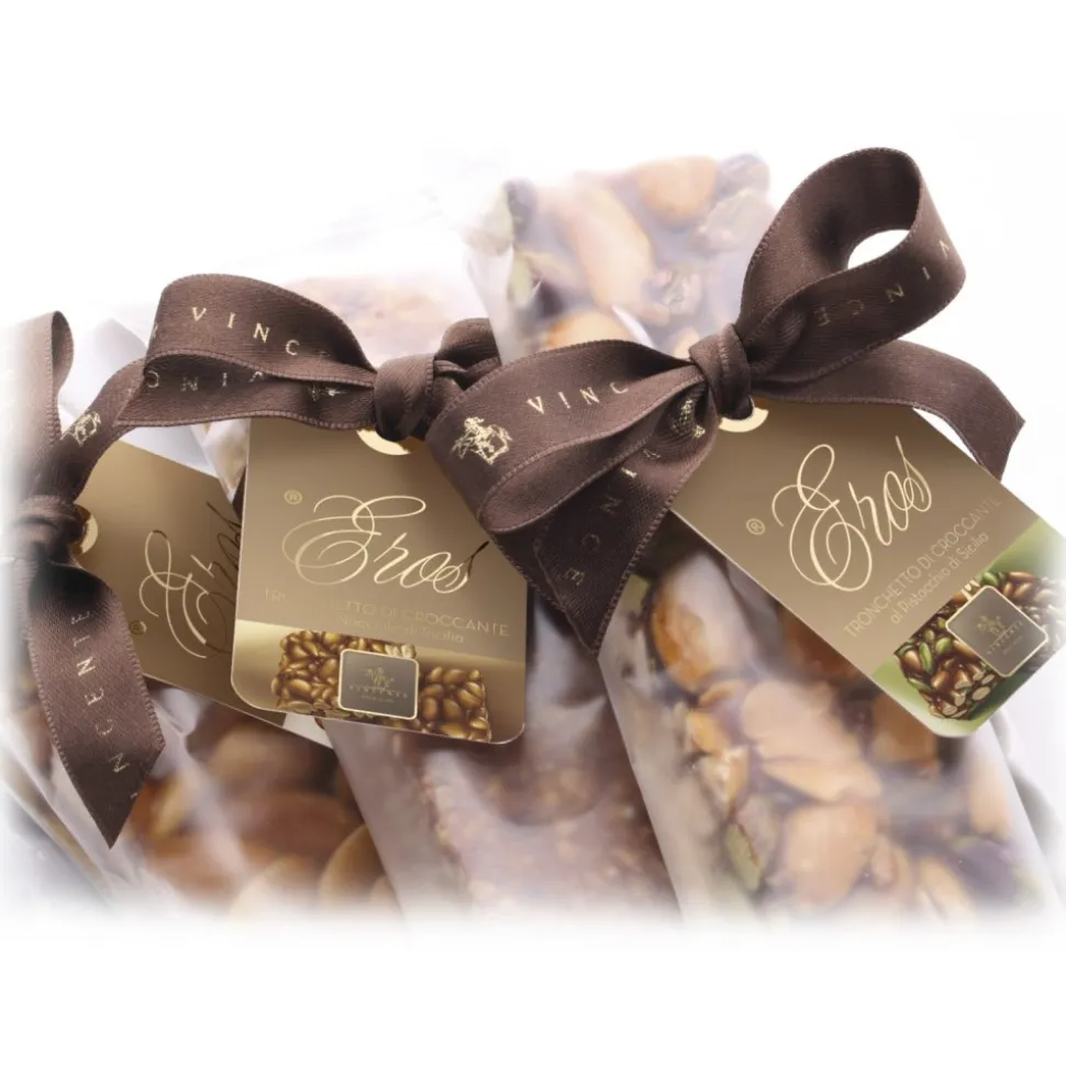 Vincente Delicacies - Crunchy Nougat Bar with Sicilian Hazelnuts - Eros - Opal Ribbon Flow-Pack - Avvenice