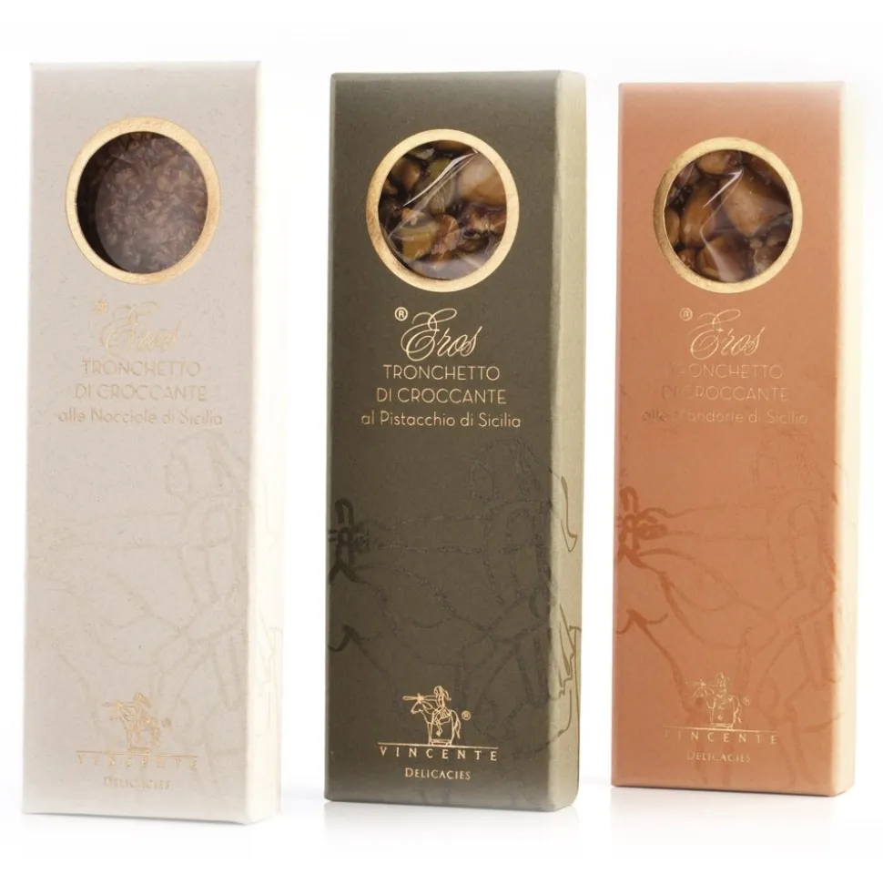 Vincente Delicacies - Crunchy Nougat Bar with Sicilian Hazelnuts - Eros - Oblò Box - Avvenice