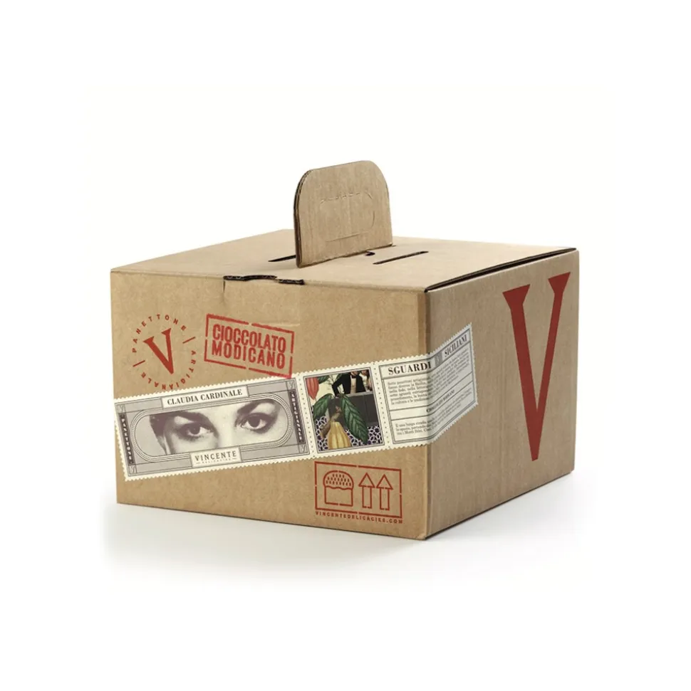 Vincente Delicacies - L'attrice - Artisan Panettone with Modica Chocolate - Sicilian Looks - Box - Avvenice