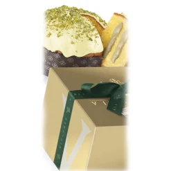 Vincente Delicacies - Panettone Coated with White Chocolate and Sicilian Pistachio Stuffed with Pistachio Cream - Le Chic - Avvenice