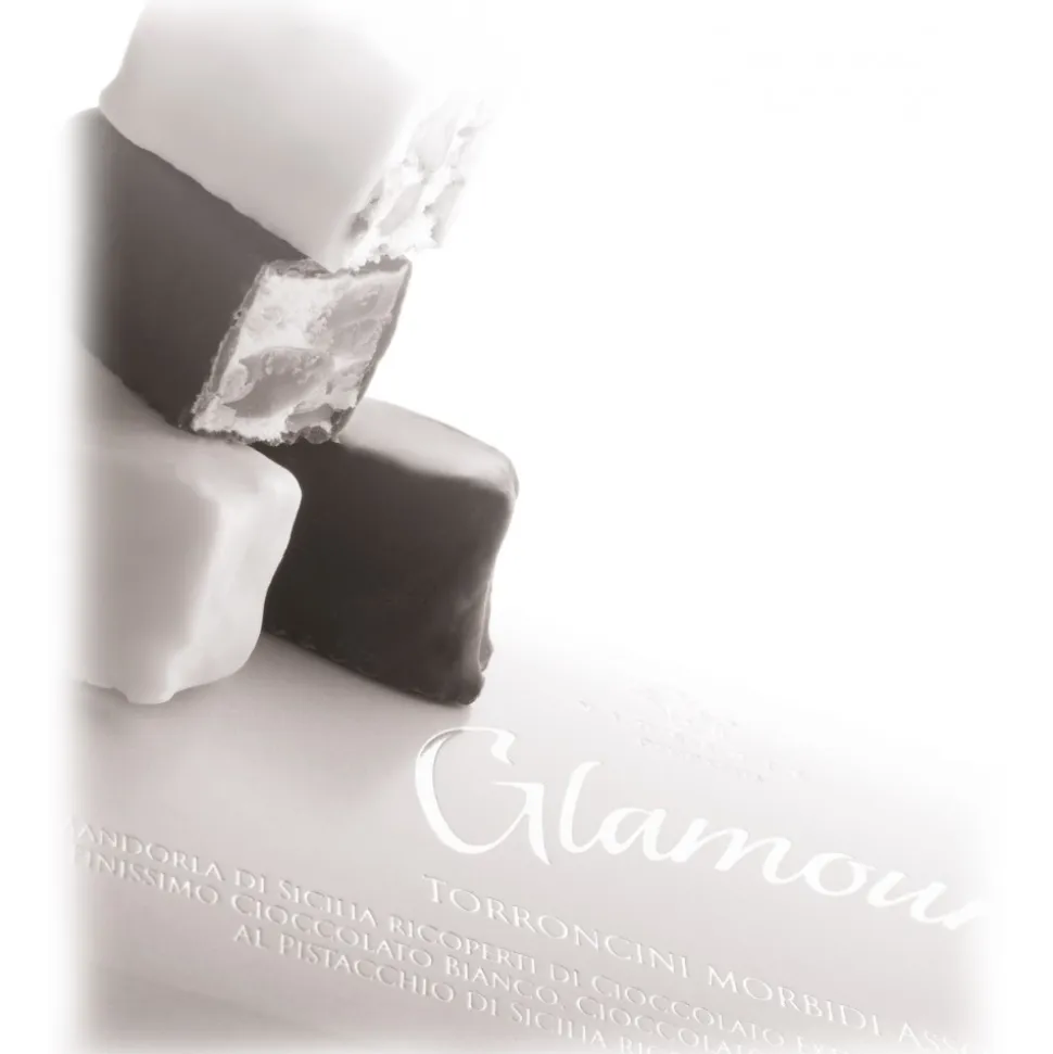 Vincente Delicacies - Soft Almond Nougat Candies and Covered with 70% Extra-Dark Chocolate - Glamour - Ribbon Box - Avvenice