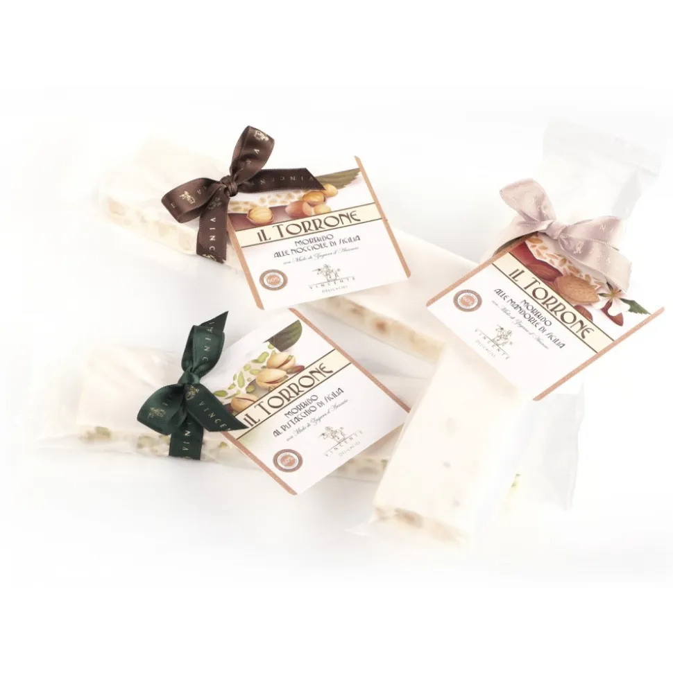 Vincente Delicacies - Soft Nougat Bar with Sicilian Hazelnuts - Opal Ribbon Flow-Pack - Avvenice