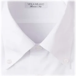 Viola Milano - 3 Classic Solid Package Button-Down Collar Shirt - White - Handmade in Italy - Luxury Exclusive Collection - Avvenice