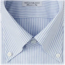 Viola Milano - 3 Oxford Stripe Package Button-Down Collar Shirt - Blue/White - Handmade in Italy - Luxury Exclusive Collection - Avvenice