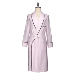 Viola Milano - American Oxford Stripe Dressing Gown - Pink and White - Handmade in Italy - Luxury Exclusive Collection - Avvenice