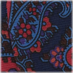 Viola Milano - Ancient Madder Silk Bow Tie - Navy Paisley I - Made in Italy - Luxury Exclusive Collection - Avvenice