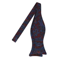 Viola Milano - Ancient Madder Silk Bow Tie - Wine Paisley - Made in Italy - Luxury Exclusive Collection - Avvenice